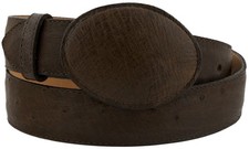 Mens Western Cowboy Belt Real Ostrich Belly Skin Brown Leather Size 40