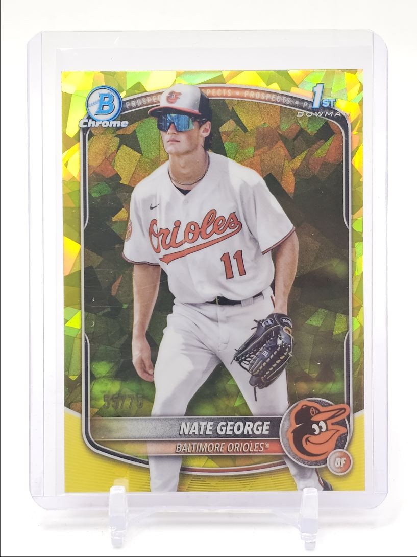 NATE GEORGE 2025 BOWMAN CHROME 1ST SAPPHIRE YELLOW ORIOLES /75 Q5451