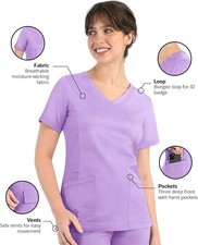 Maevn Matrix Women's Curved Mock Wrap Top 3 Pockets Style 3701 Sizes XXS to 3XL
