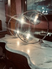 Pair Of Modernist 2 Bulb Chrome Hoop Table Lamps