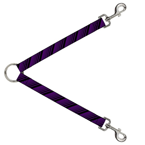 Dog Leash Splitter Diagonal Stripes Black/Purple (Us Import)-image