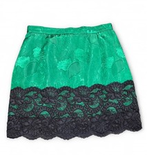 Teresa Original Vintage Green Mini Skirt With Black Lace Hem Fairy Goth Holiday