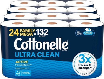 Cottonelle Ultra Clean Toilettenpapier mit aktiver Reinigungsripples Textur, stark