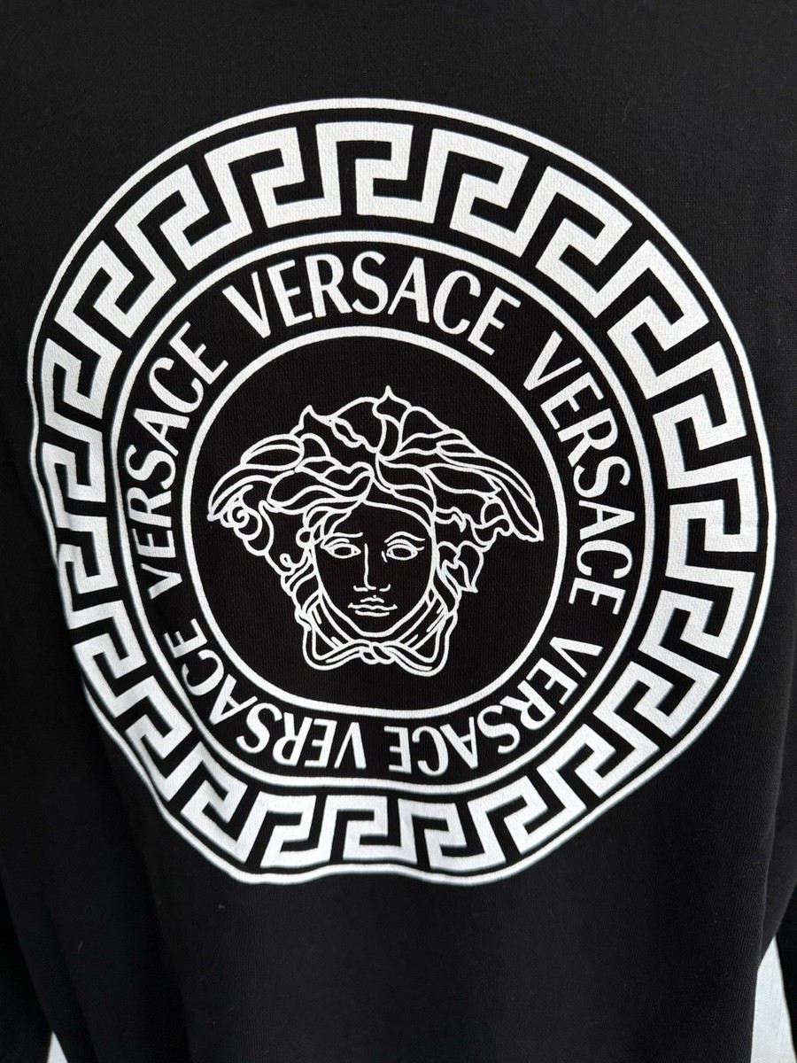 Versace Black Crewneck Sweatshirt With White Medusa Emblem | eBay