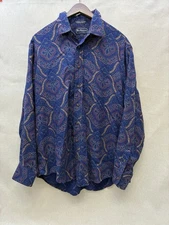 Vintage Burberry Unisex Large Paisley Geometric Long Sleeve Button Down Shirt