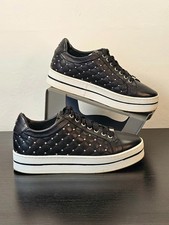 Moda in Pelle Aubree Black Quilted Leather Studded Platform Sneakers - Size UK 7