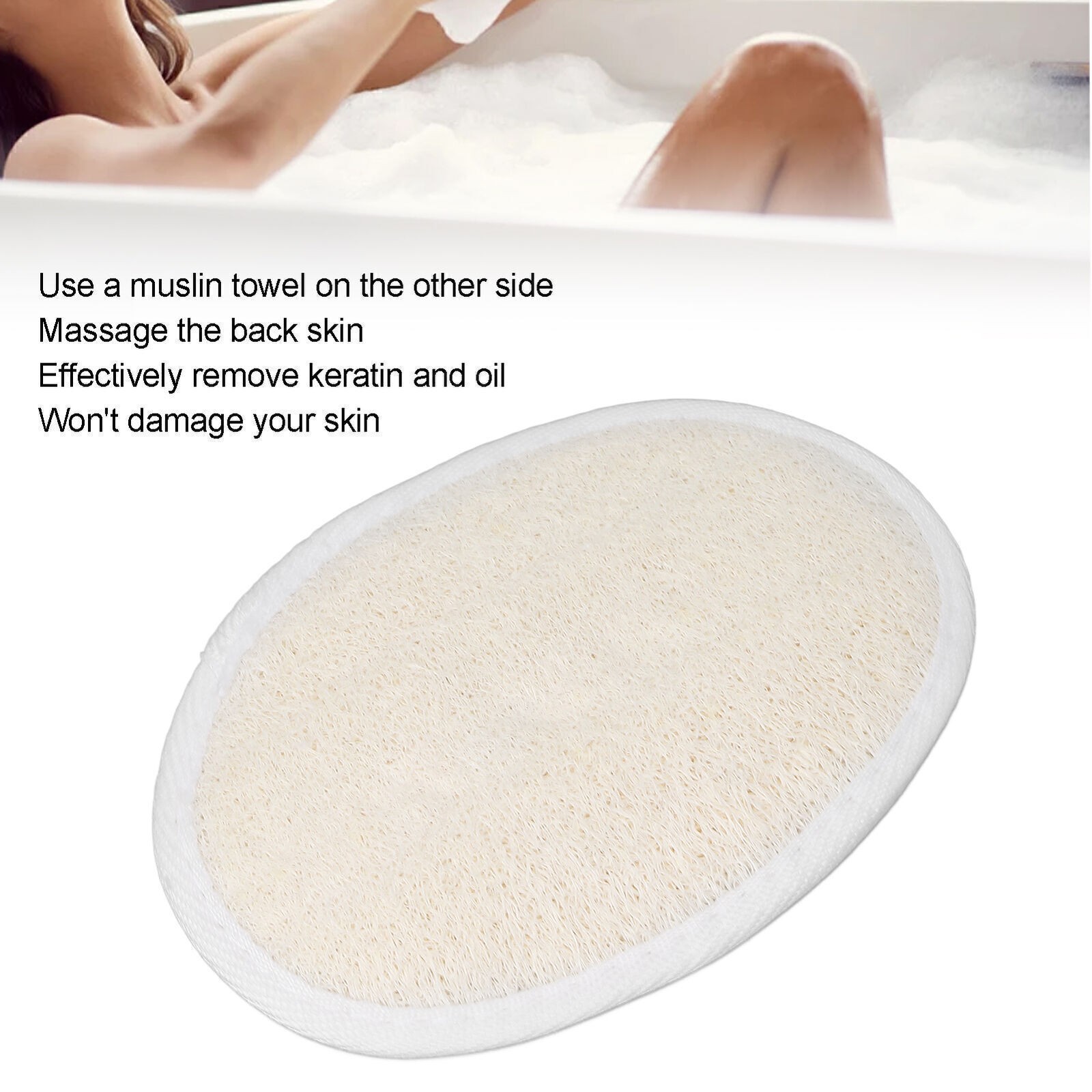Loofah Pad Exfoliating Cleaning Soft Bathing Sponge Scrubber with Elastic Band