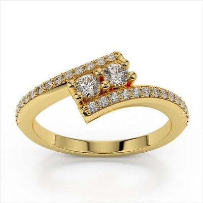 1.04 Ct Round Cut Lab Created Diamond Wedding Ring 14K Solid Yellow Gold B