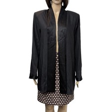 Clio Women's Vintage Blazer Jacket Size L Black Open Front Made in USA NWT $54