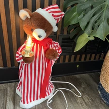 Motion-ettes Of Christmas Teddy Bear In Pj’s Animated 24” Tested & Works