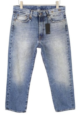 R13 Boyfriend Damen Jeans 29 Jasper Blau Schnurrhaare Kurz Reißverschluss FW25