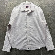UNTUCKit Shirt Mens Large White Check Long Sleeve Button Front Non-Iron