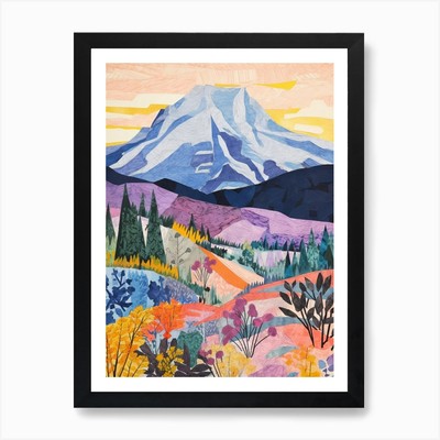 Mount Rainier USA 4 Farben gerahmtes Wandbild Poster Leinwanddruck Bild