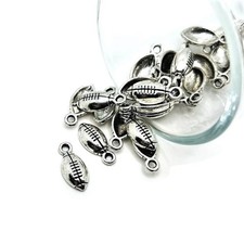 Small Silver Football Charms, 15x7mm - US Seller