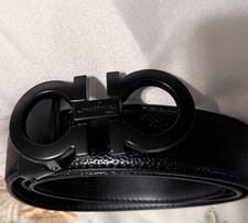 Salvatore Ferragamo Men's Double Gancini Buckle Leather Belt