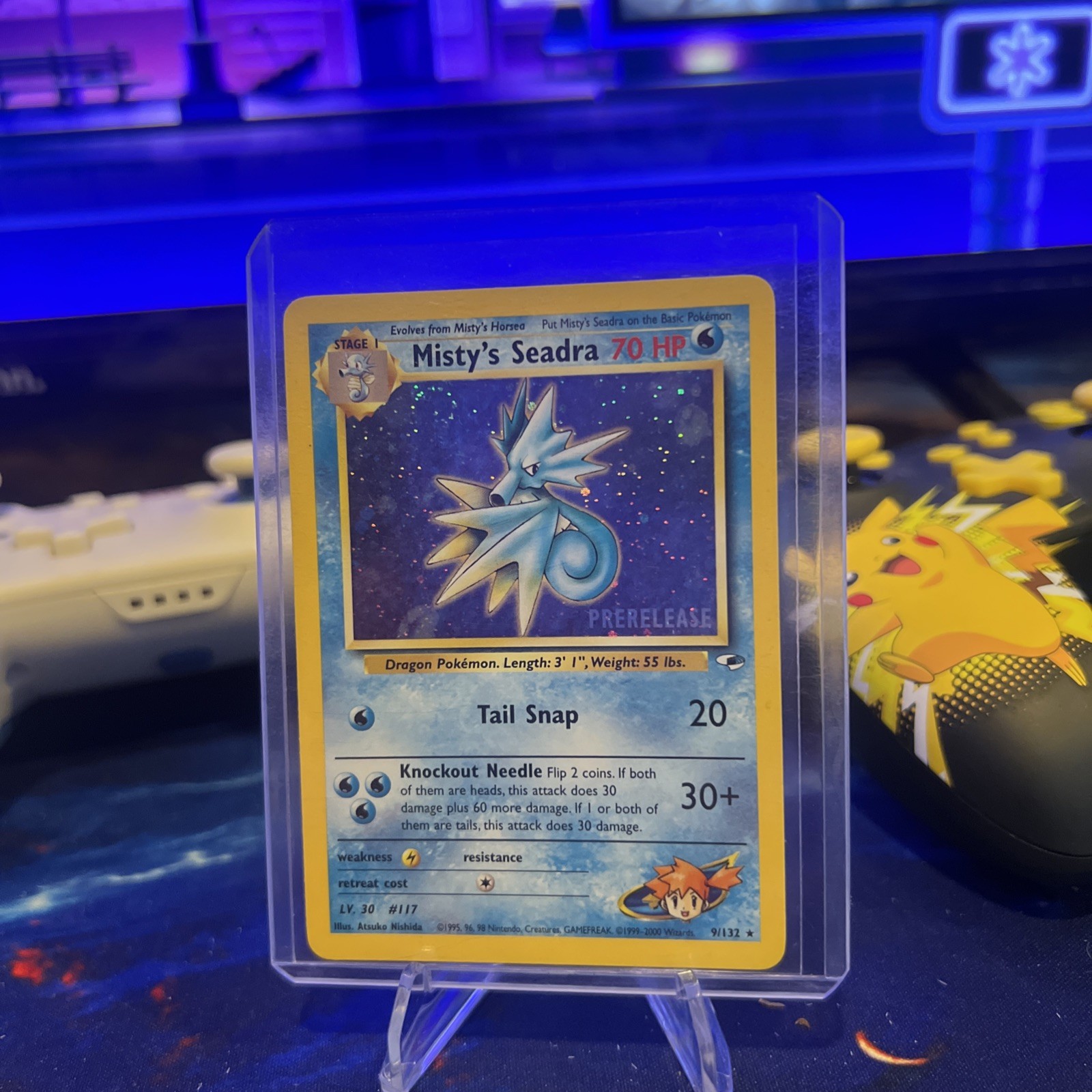 Misty's Seadra 9/132 Pokemon Gym Heroes Holo Rare NM 🌟SWIRL🌟
