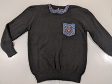 Ann Wi Vintage Embellished Sweater Sequined Beaded Black Shldr pads Women  s Sz L