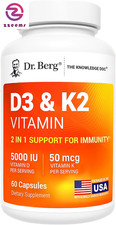 Dr. Berg Maximum Strength 7-In-1 Vitamin D3 K2 5000 IU  Naturally Derived D3 