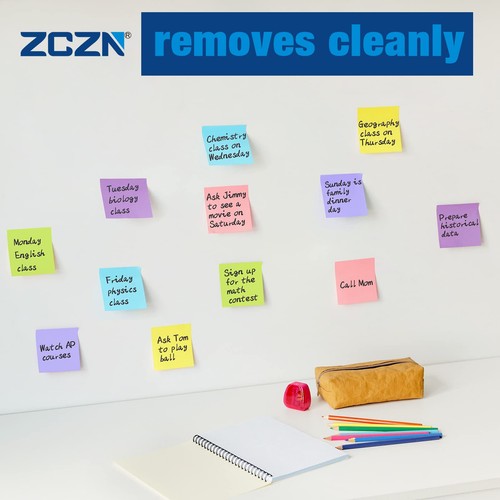 ZCZN Pop-up Sticky Notes 76 x 76 mm, 4 Pads Assorted Colours Self-Stick Notes, - Picture 3 of 5