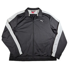 Puma Track Jacket Mens Sz XL Black White Contrast Full Zip Athletic Logo