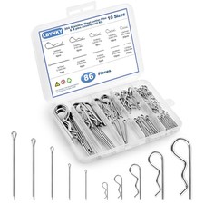 86 PCS Cotter Pin Assortment Kit, 10 Sizes Stainless Steel Cotter Pins & R Clips