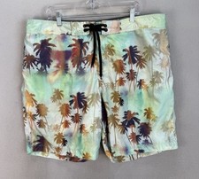 Old Navy Mens 2XL Tropical Palm Tree Paradise 8.5  Inseam Mesh Lined Swim Trunks