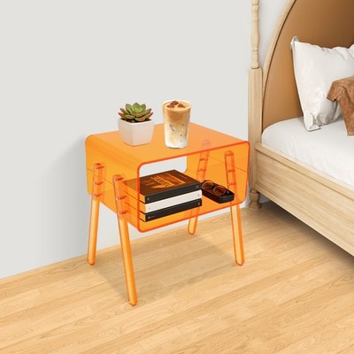 Modern Brown/Green/Orange/Clear End Table Open Compartment Side Table Within33lb