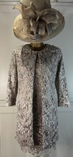 Monsoon UK 12 Golden Taupe Dress Jacket  Wedding Mother Bride Groom Guest Outfit