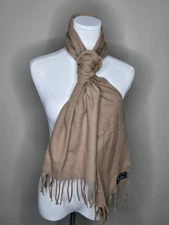 Camel Wool Cashmere Fringe Scarf Minimalist Quiet Luxury Old Money