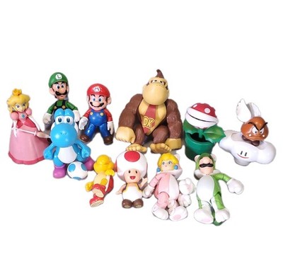 11 - Jakks Super Mario 4'' Figure Lot Yoshi Peach Mario Luigi Donkey Toad Piranha