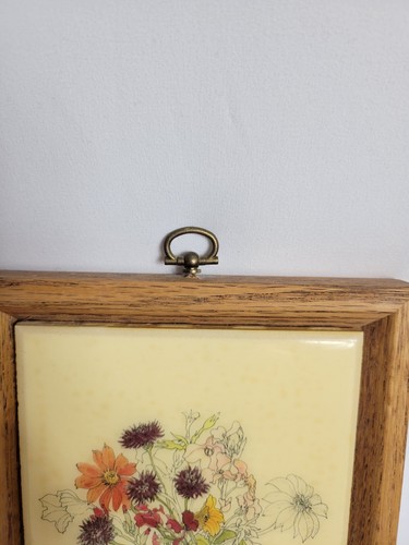Vintage Mary Lou Goertzen Keramik Kunst Fliesen Lot/ 5 gerahmte Blumenvase botanisch - Bild 17 von 21