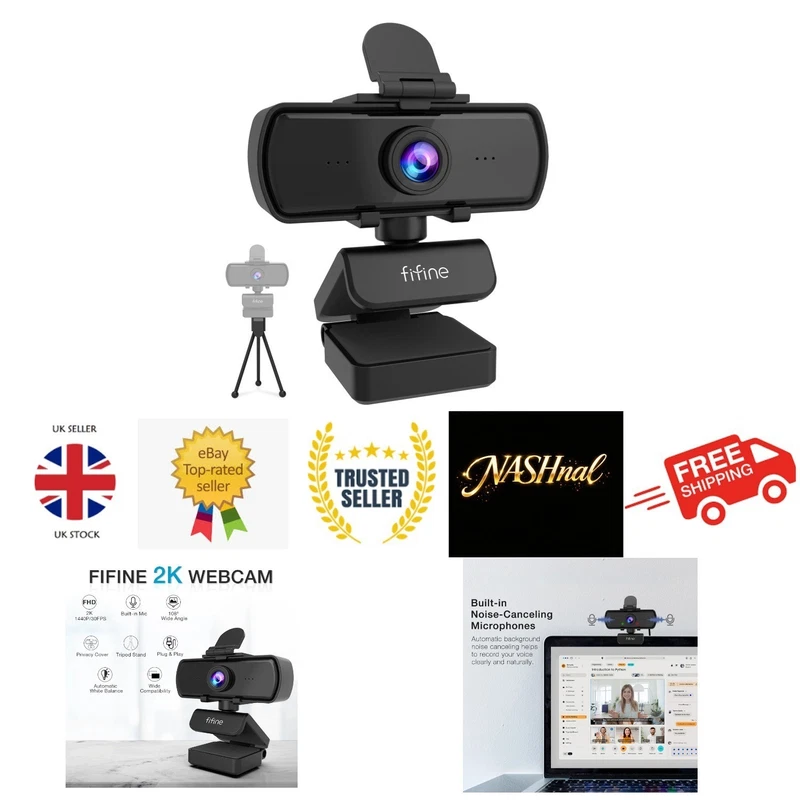 USB Webcam - Full HD 1440p for Video Calling - Compatible with Desktop & Laptop