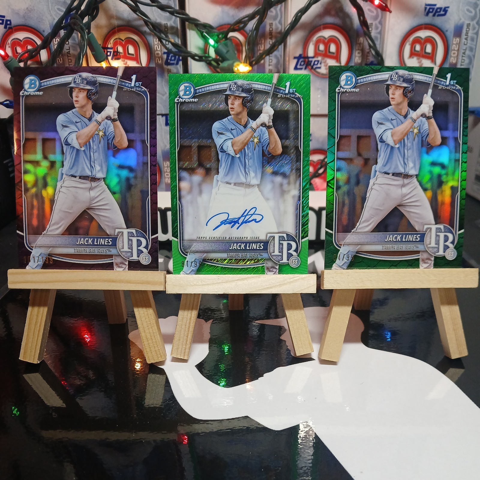 2025 1st Bowman Jack Lines #CPA-JLI Chrome Green Shimmer Refractor Auto /99