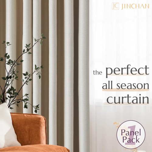 Linen Textured Curtain 63 Inch Length for Living Room Light Filtering Thermal... - Picture 7 of 9