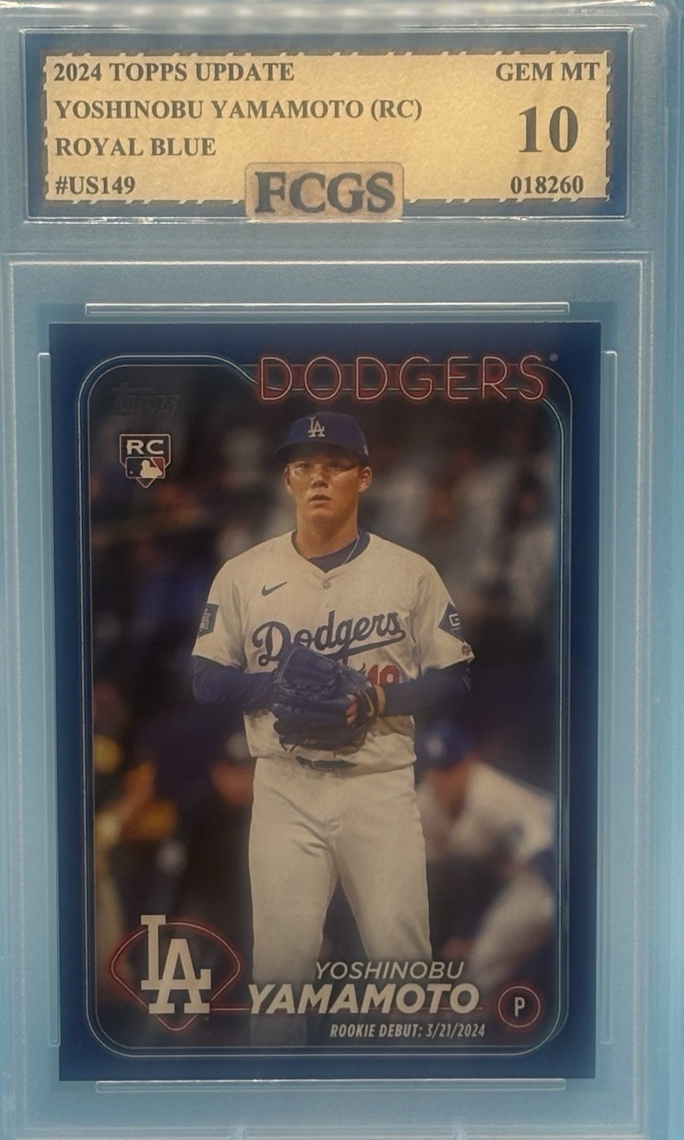 2024 Topps Update Yoshinobu Yamamoto (RC) Royal Blue #US149 FCGS 10