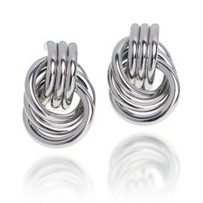 Silver Twisted Knot Statement Geometric Stud Earrings for Women Chunky Trendy Li