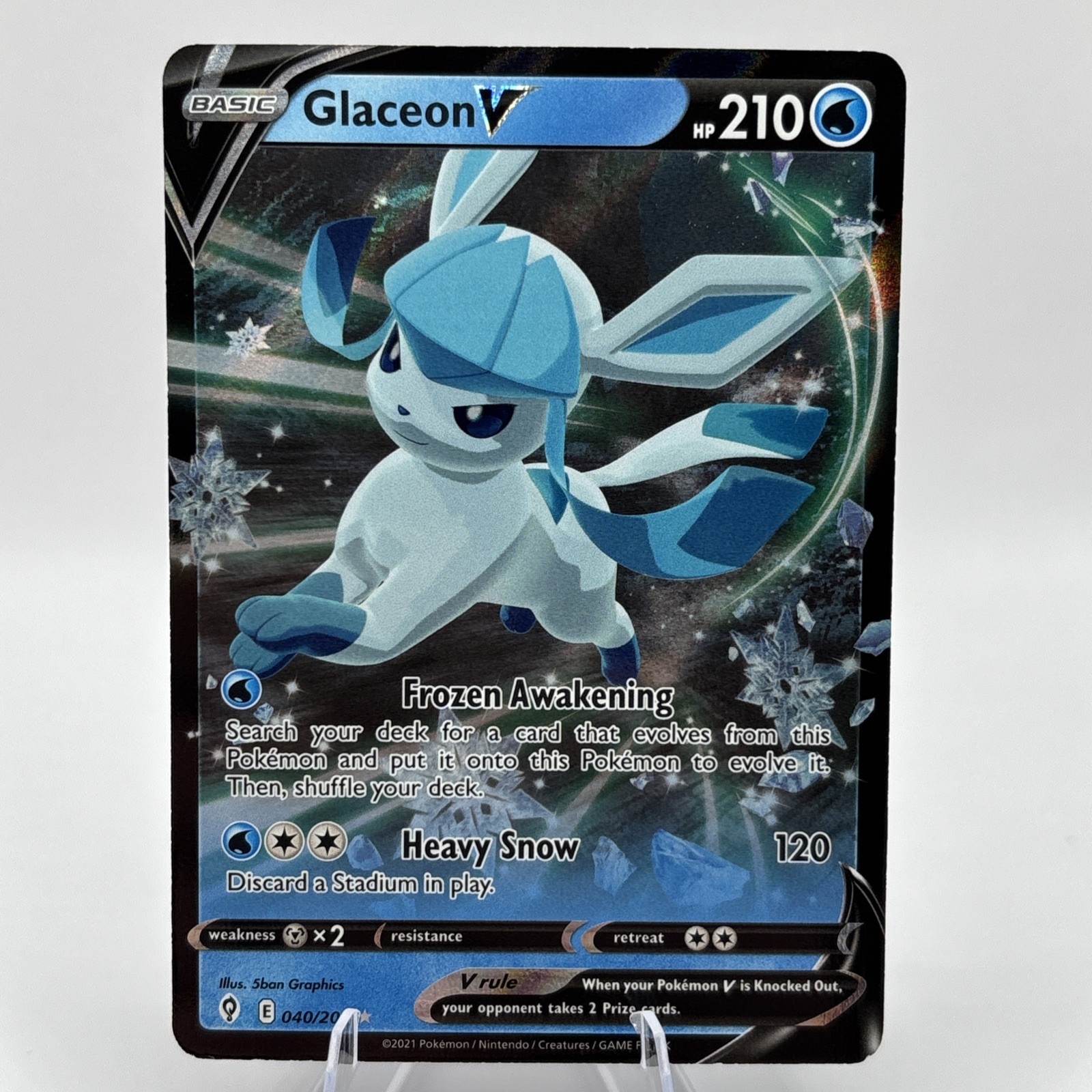 Pokemon Glaceon V 040/203 Evolving Skies Sword & Shield ULTRA RARE NM