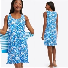   NWT Draper James Ruffle Nightie Blue White Floral Sleeveless Sleep Dress S/M  