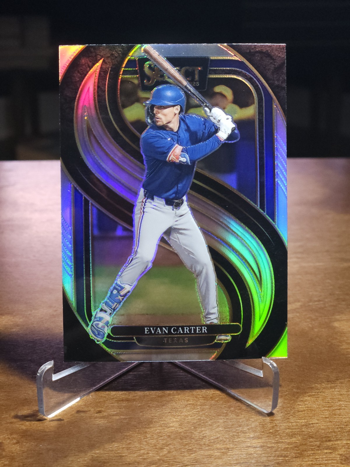 2025 Panini Select - Evan Carter #116 Premier Silver Prizm Texas Rangers