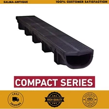 5.4x3.2in Channel Drain Kit with Black Grate Compact Outdoor System
