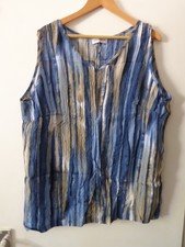 Doris Streich Sleeveless Blouse/Vest top Eu 48 Uk 20 striped Viscose