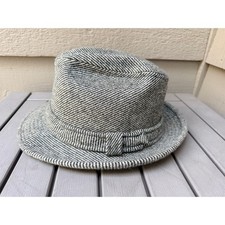 Country Gentleman Mens Herringbone Fedora Hat Gray Made in USA Medium - BV