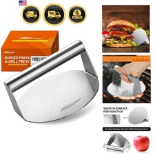 Smash - Parrilla esencial, acero inoxidable antiadherente aplastador jamón -Hacedora de hamburguesas para...