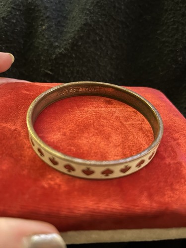 Kate Spade Bangle Bracelet New York Ace of Spades White Enamel And Gold Tone - Picture 3 of 5