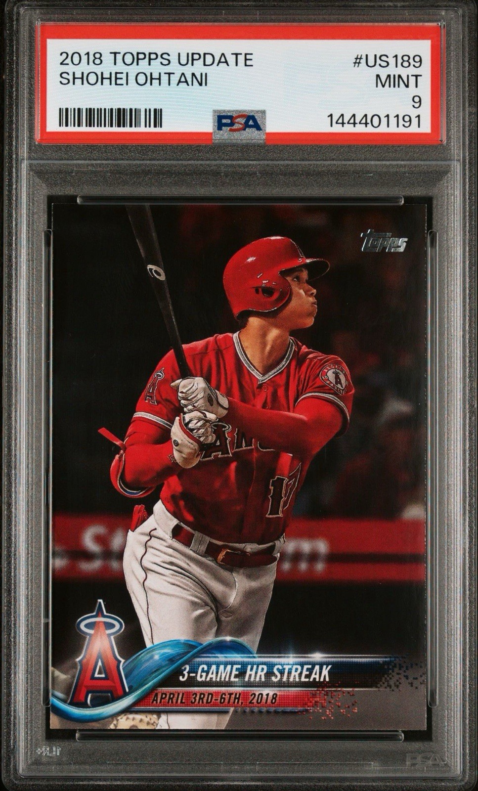 2018 Topps Update Shohei Ohtani Rookie #US189 PSA 9 view 3