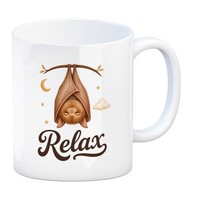 Kaffeebecher Fledermaus Relax - Kaffeetasse Mit Schlafmotiv Mit Spruch: Relax,