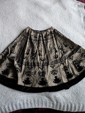Beautiful Dressbarn Olive Green and Black "Velvet" Brocade Skirt Size Med