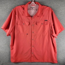 Eddie Bauer Shirt Mens XXL Orange Vented Fishing Outdoor Short Sleeve Polyester