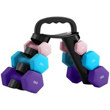 SPORTNOW Dumbbells Set with Storage Rack, 2 x 1kg, 2 x 3kg, 2 x 5kg, Pink