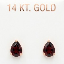 GENUINE 2.04 Cts GARNET STUD EARRINGS 14K SOLID ROSE GOLD - Free Appraisal - NWT